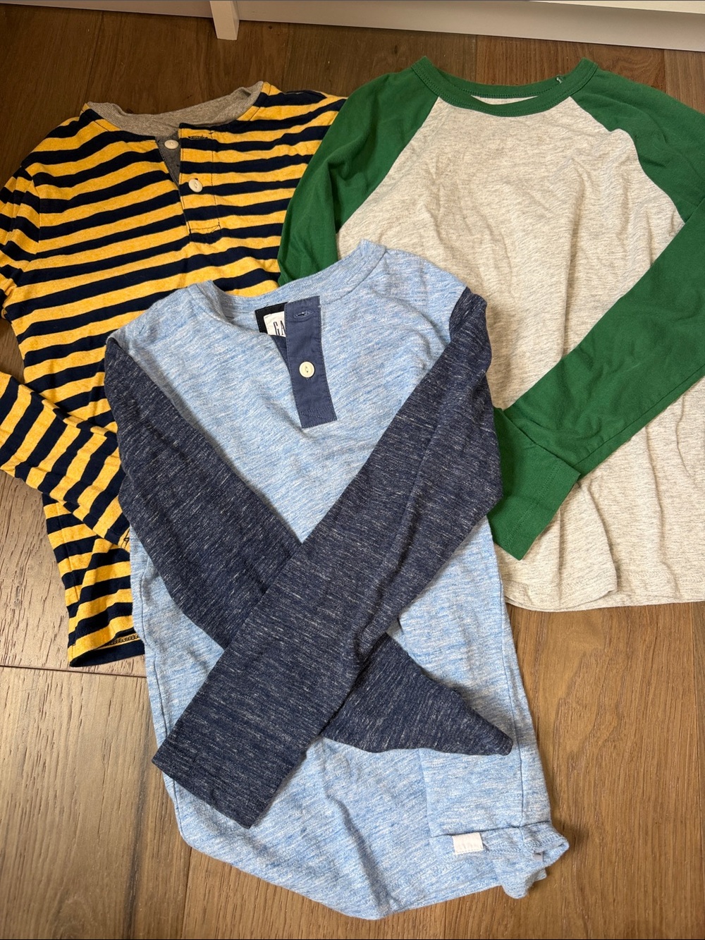GAP Kids Long-Sleeve Tees - Green, Navy, Yellow